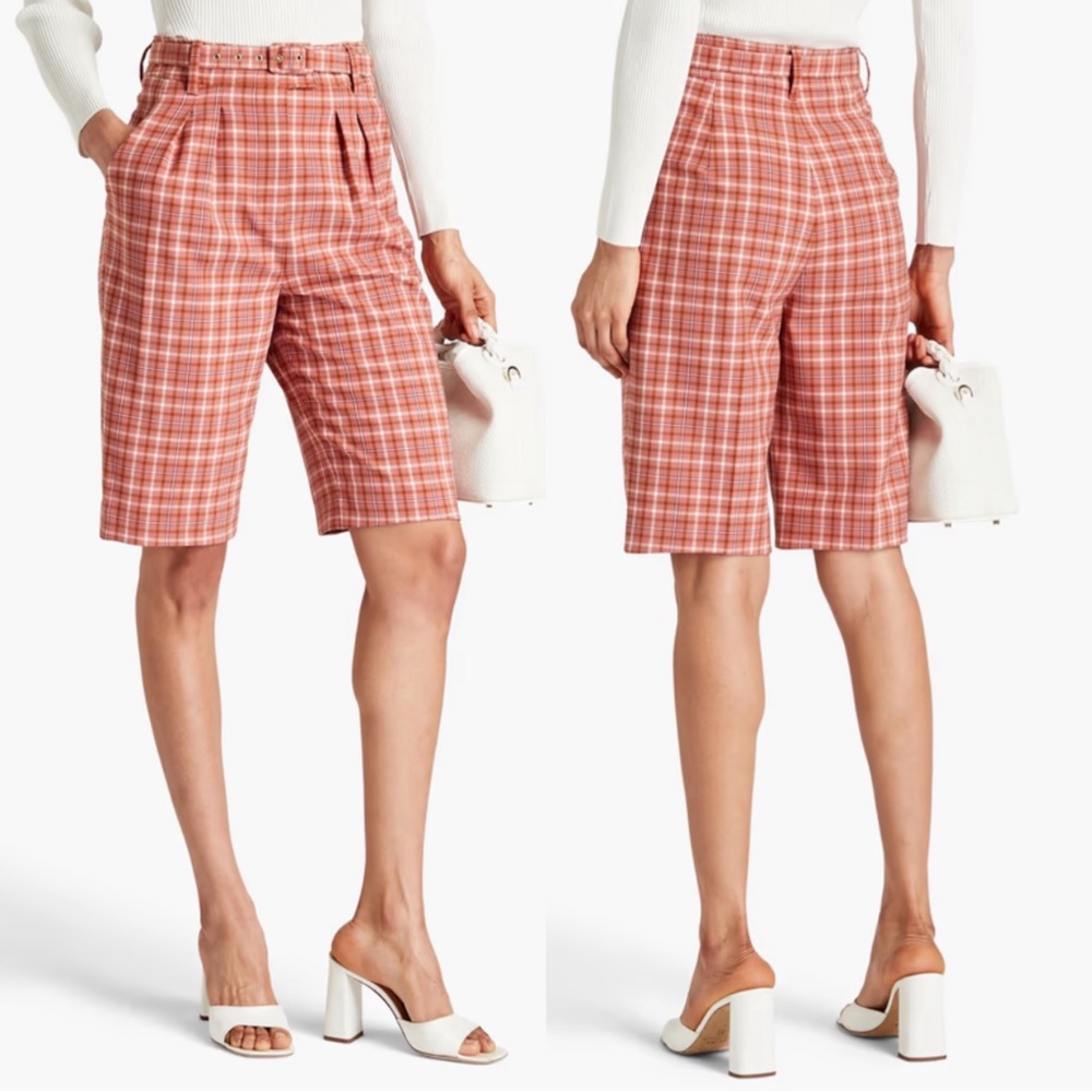 ZIMMERMANN Women’s Size 1 / US 6 Cranberry Check Kaleidoscope Tailored‎ Shorts